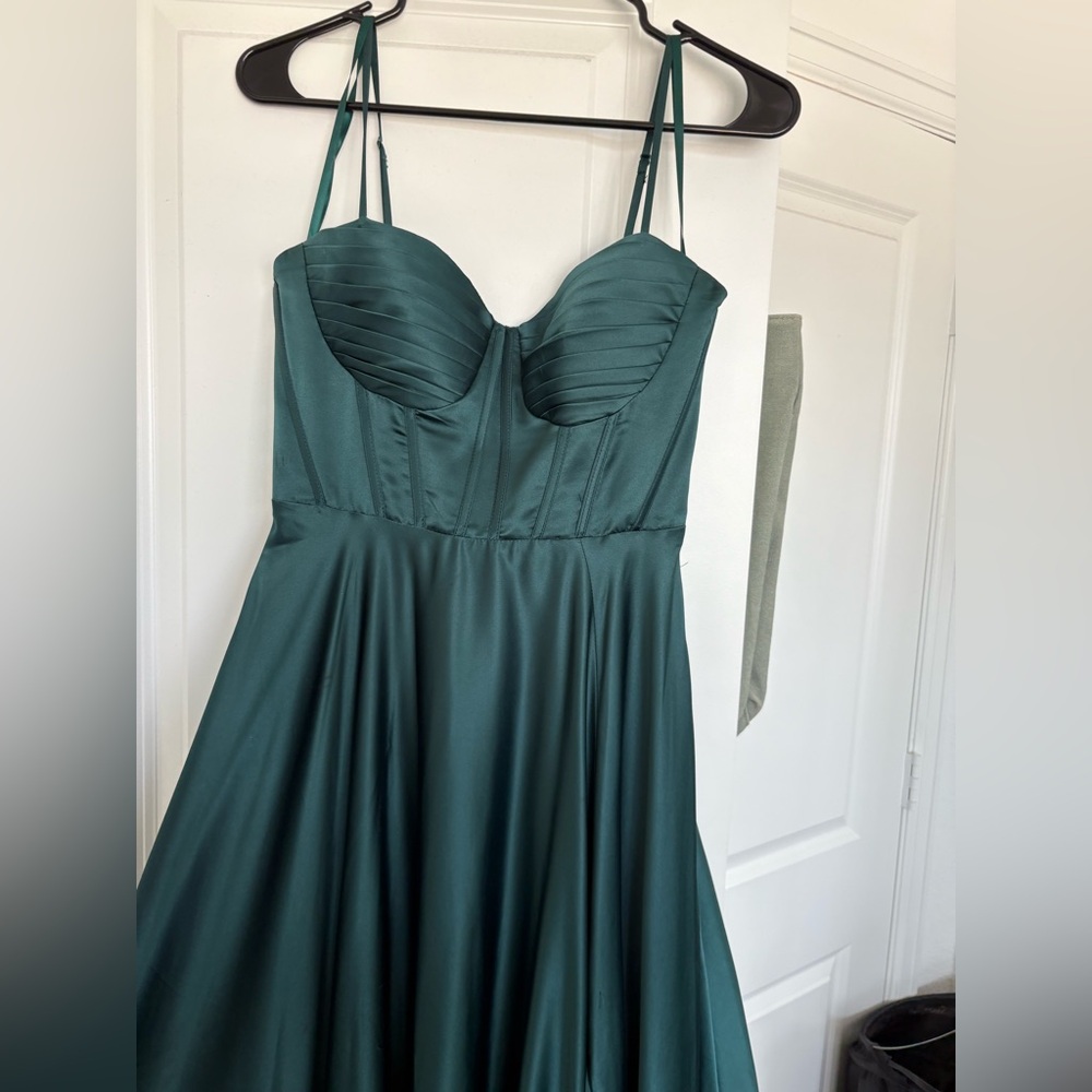 Elegant Green Satin Dress